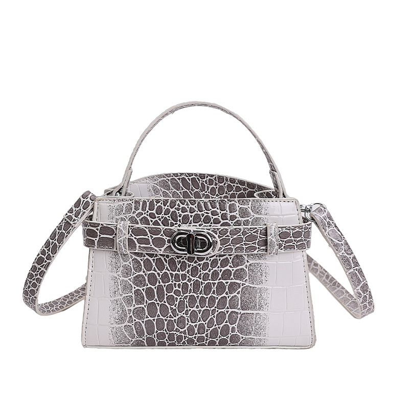 Ženska Kelly torba s krokodilskim uzorom u blok bojama, gradientni luksuzni dizajn, za rame i crossbody