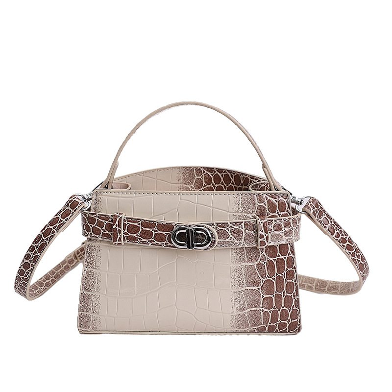 Ženska Kelly torba s krokodilskim uzorom u blok bojama, gradientni luksuzni dizajn, za rame i crossbody