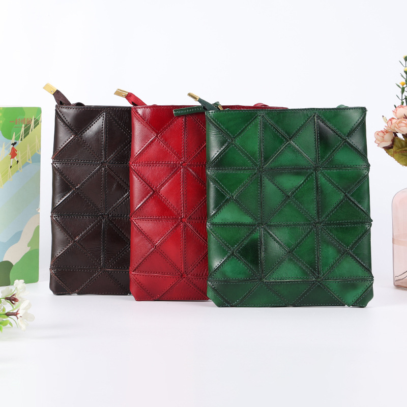 Crossbody torba od kože prvog sloja s biljnim tretmanom, ručno izrađena, svestrana ženska torba za svakodnevnu upotrebu, jednostavan minimalistički geometrijski dizajn, velika kapacita