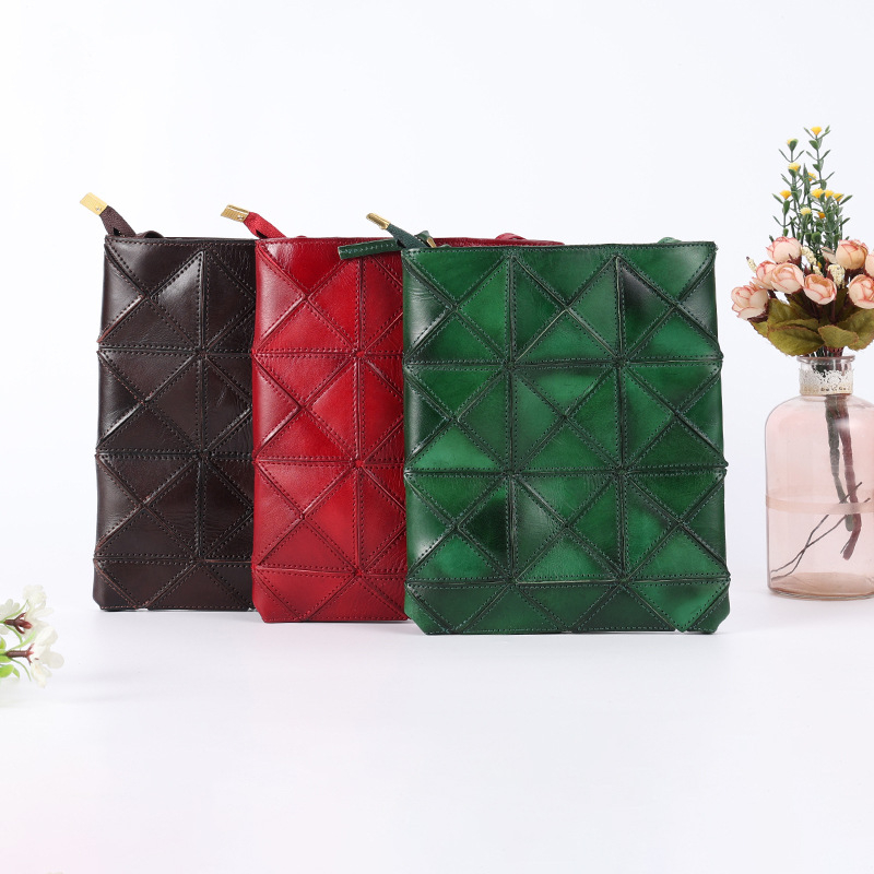 Crossbody torba od kože prvog sloja s biljnim tretmanom, ručno izrađena, svestrana ženska torba za svakodnevnu upotrebu, jednostavan minimalistički geometrijski dizajn, velika kapacita
