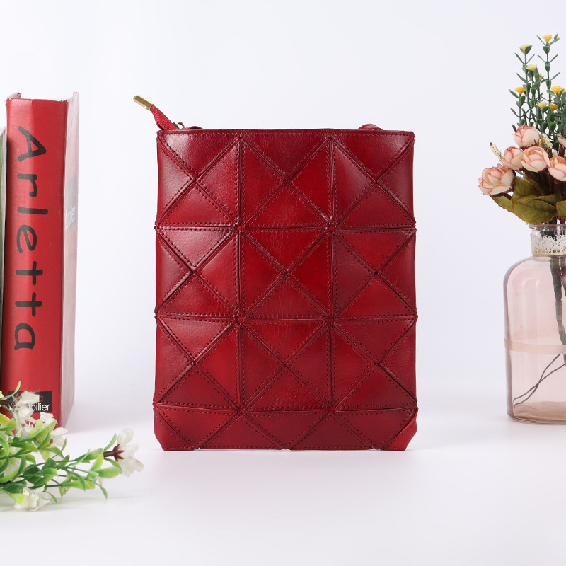 Crossbody torba od kože prvog sloja s biljnim tretmanom, ručno izrađena, svestrana ženska torba za svakodnevnu upotrebu, jednostavan minimalistički geometrijski dizajn, velika kapacita