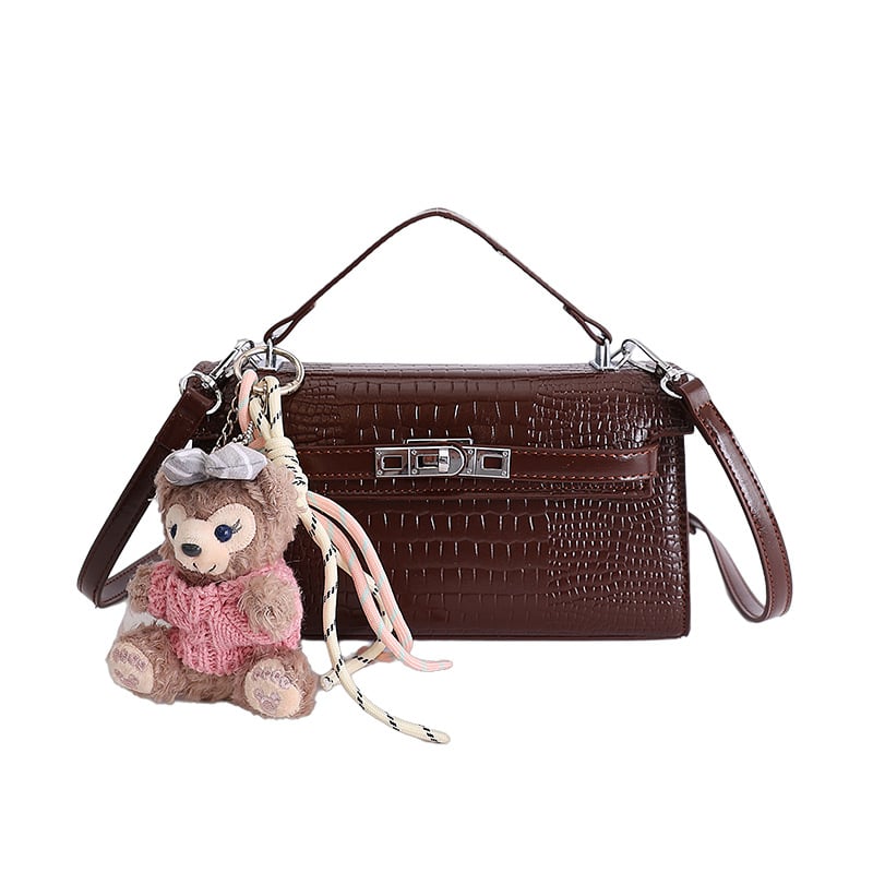 Γυναικεία crossbody από PU δέρμα με μοτίβο κροκοδειλίου, μικρή τετράγωνη σε οριζόντιο σχήμα