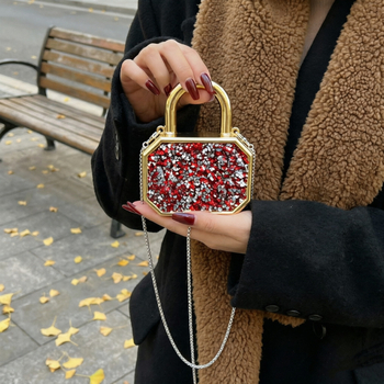 Akrilna mini kvadratna torbica s lančićem za žene, lagani luksuz, pretinac za slušalice i ruž