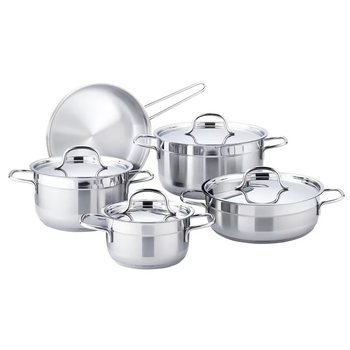 Set de 9 oale din oțel inoxidabil pentru supă, cu fund din cinci straturi și capace din sticlă