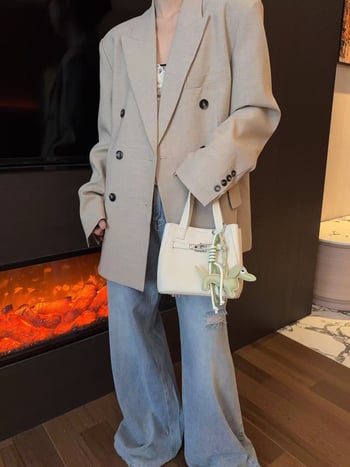 Τσάντα bucket με μοτίβ Lychee, λαβή από πάνω, σε στυλ Kelly και ιμάντας crossbody για καθημερινή χρήση