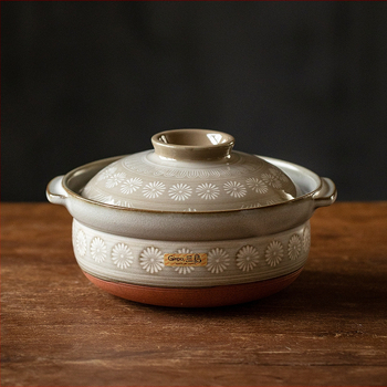 Vas Mishima din lut, ceramică fără acoperire, pentru supe și tocană, capacitate sub 1 L, design minimalist, potrivit plitei