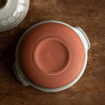 Vas Mishima din lut, ceramică fără acoperire, pentru supe și tocană, capacitate sub 1 L, design minimalist, potrivit plitei
