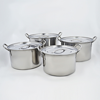 Set din oțel inoxidabil, patru piese: oală de supă și vas de aburi, diametrul 24–30 cm, capacitate mare, potrivit pentru cantine și restaurante