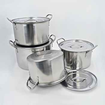 Set din oțel inoxidabil, patru piese: oală de supă și vas de aburi, diametrul 24–30 cm, capacitate mare, potrivit pentru cantine și restaurante