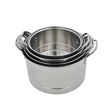 Set din oțel inoxidabil, patru piese: oală de supă și vas de aburi, diametrul 24–30 cm, capacitate mare, potrivit pentru cantine și restaurante