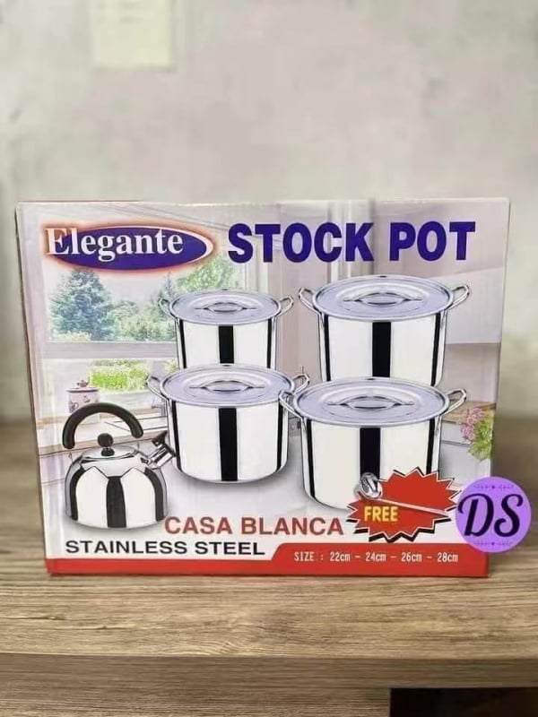 Set din oțel inoxidabil, patru piese: oală de supă și vas de aburi, diametrul 24–30 cm, capacitate mare, potrivit pentru cantine și restaurante