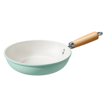 Tigaie ceramică albastră antiaderentă, cu bază plată, pentru uz casnic, compatibilă cu toate plitele