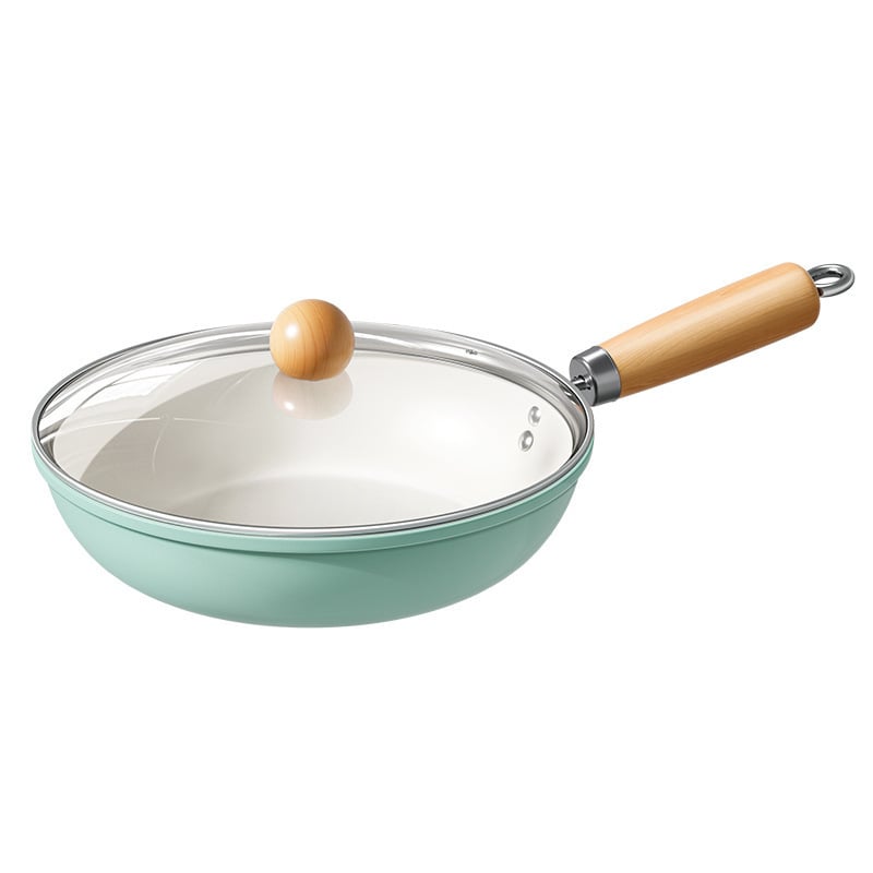 Tigaie ceramică albastră antiaderentă, cu bază plată, pentru uz casnic, compatibilă cu toate plitele