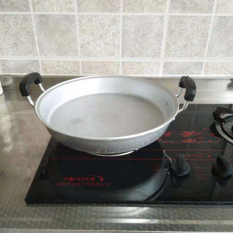 Tigaie tradițională de clătite din aluminiu, aluminiu pur, bază îngroșată, pentru aragaz cu plită plată, turnată manual din aluminiu, fără strat, antiaderent