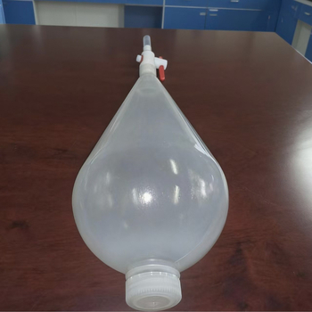 Separator în formă de pară, din PP translucid și sticlă complet transparentă, cu piston și capac din plastic spiral