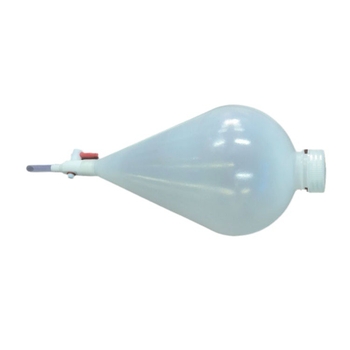 Separator în formă de pară, din PP translucid și sticlă complet transparentă, cu piston și capac din plastic spiral