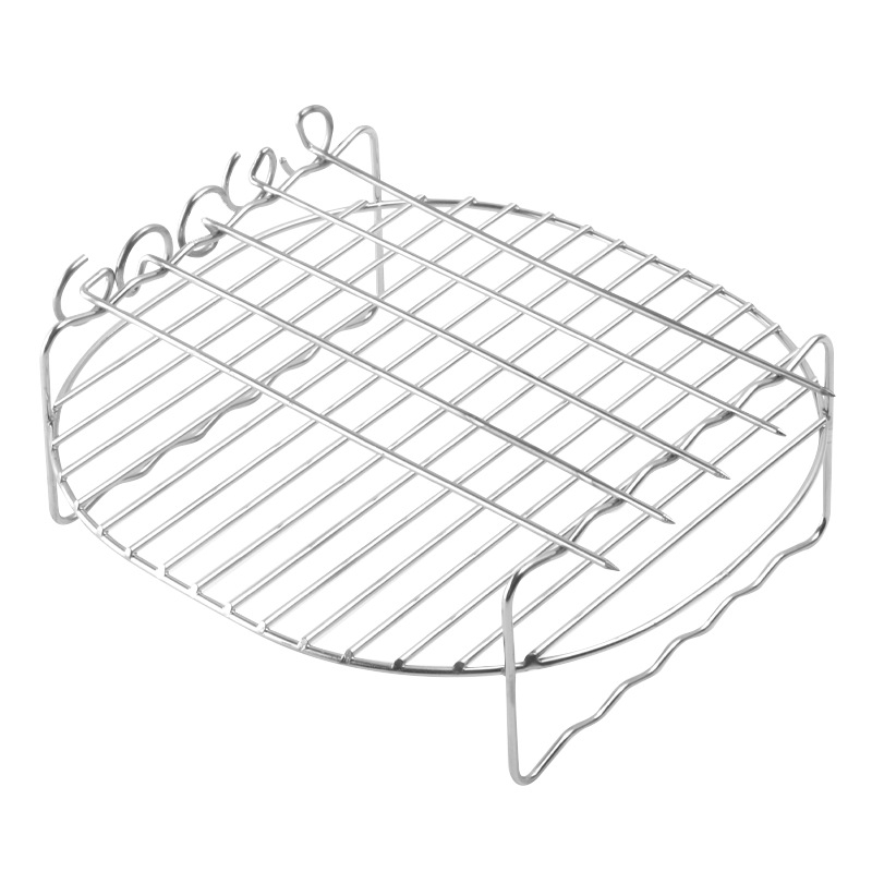 Gril din oțel inoxidabil cu două niveluri, pentru friteuză cu aer – accesorii: raft pătrat, raft pentru abur și pentru pâine