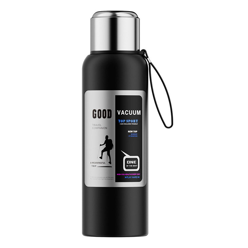Termos bărbătesc pentru exterior, 1500 ml, interior din oțel inoxidabil 316, compartiment pentru ceai, izolație vid, potrivit pentru mașină, cadou personalizabil