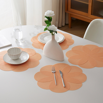 Placemat Teslin în formă de floare, izolant termic pentru masă, rezistent la temperaturi înalte, anti-arzuri pentru farfurii și cești