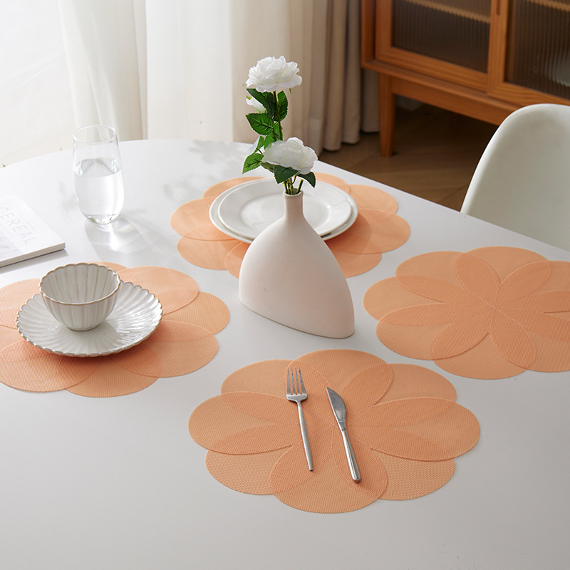 Placemat Teslin în formă de floare, izolant termic pentru masă, rezistent la temperaturi înalte, anti-arzuri pentru farfurii și cești