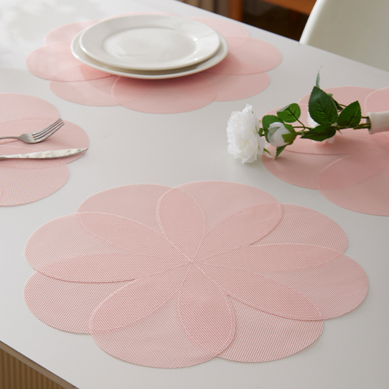 Placemat Teslin în formă de floare, izolant termic pentru masă, rezistent la temperaturi înalte, anti-arzuri pentru farfurii și cești