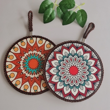 Suporturi ceramice pentru masă cu plută, izolație termică, antiarși, rezistente la ulei, rotunde, model floral, stil boem