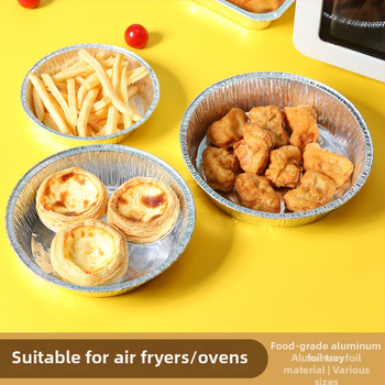 Tavă circulară de unică folosință din folie de aluminiu, cu hârtie de copt, pentru air fryer și cuptor; tavă pentru pizza