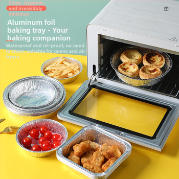 Tavă circulară de unică folosință din folie de aluminiu, cu hârtie de copt, pentru air fryer și cuptor; tavă pentru pizza