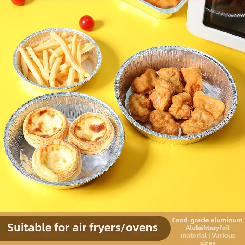 Tavă circulară de unică folosință din folie de aluminiu, cu hârtie de copt, pentru air fryer și cuptor; tavă pentru pizza