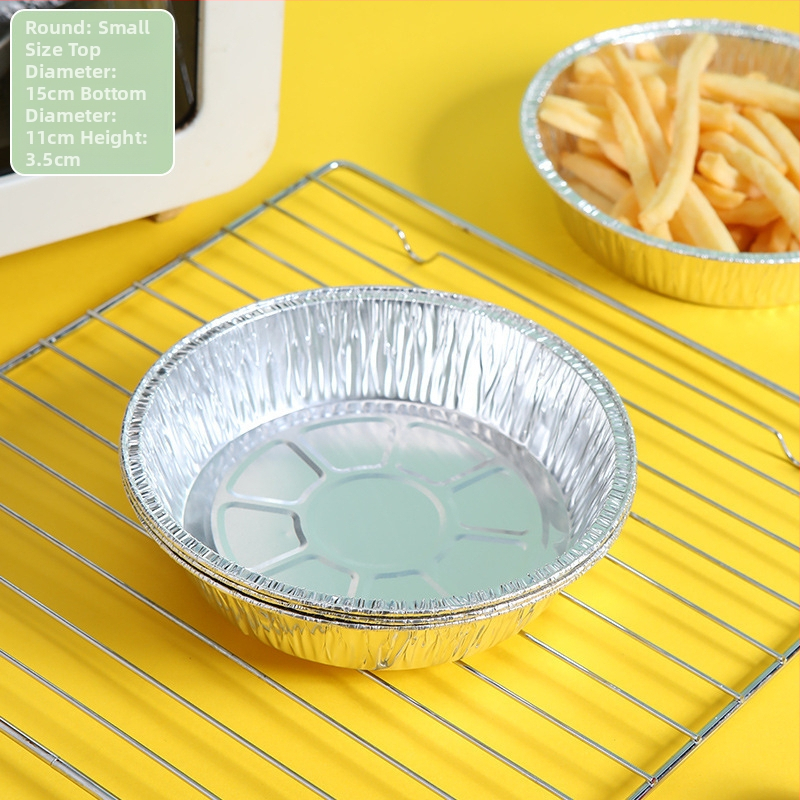Tavă circulară de unică folosință din folie de aluminiu, cu hârtie de copt, pentru air fryer și cuptor; tavă pentru pizza