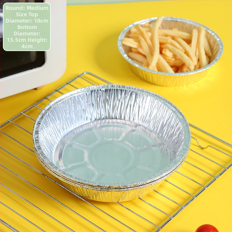Tavă circulară de unică folosință din folie de aluminiu, cu hârtie de copt, pentru air fryer și cuptor; tavă pentru pizza