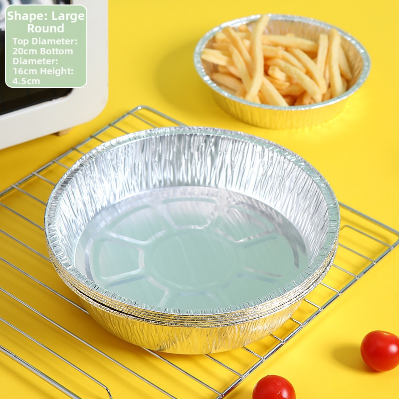 Tavă circulară de unică folosință din folie de aluminiu, cu hârtie de copt, pentru air fryer și cuptor; tavă pentru pizza