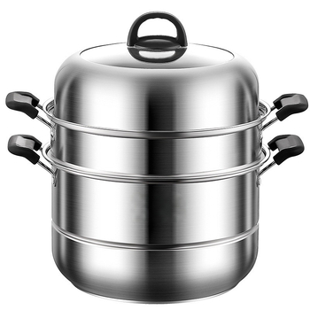 Aburitor din oțel inoxidabil cu trei niveluri, pentru uz casnic, capacitate mare, compatibil cu plitele cu inducție și gaz.