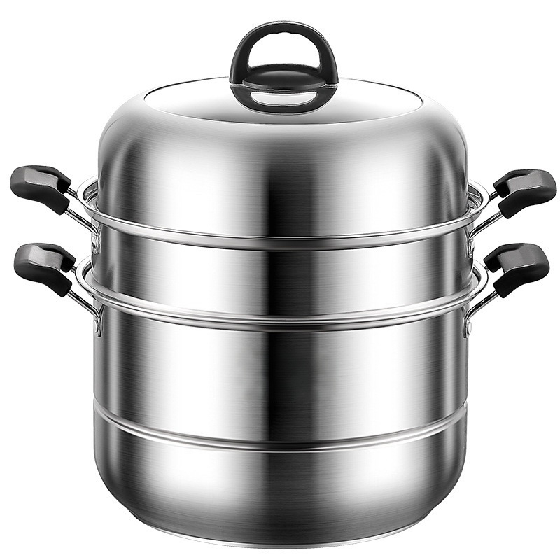 Aburitor din oțel inoxidabil cu trei niveluri, pentru uz casnic, capacitate mare, compatibil cu plitele cu inducție și gaz.