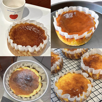 Hârtie de copt Basque, de 6 inci, fără pliuri, rezistentă la temperaturi înalte, impermeabilă, antiaderentă, pentru friteuza cu aer