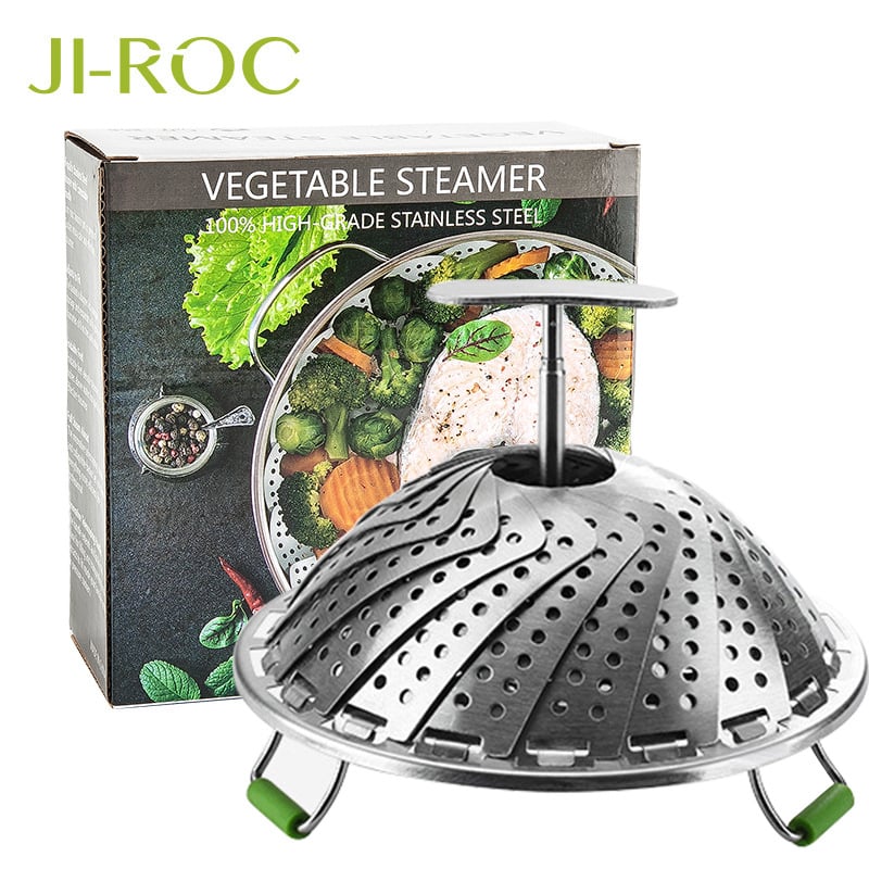 Coș de abur din oțel inoxidabil cu mâner retractabil pentru Instant Pot, diametrul 9–11 inch, multifuncțional