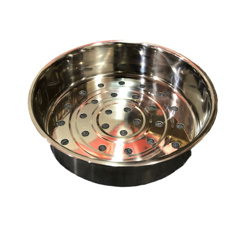 Coș de aburi din oțel inoxidabil, universal pentru orez, cu mâner, suport de abur și farfurie de abur pentru 3L/4L/5L
