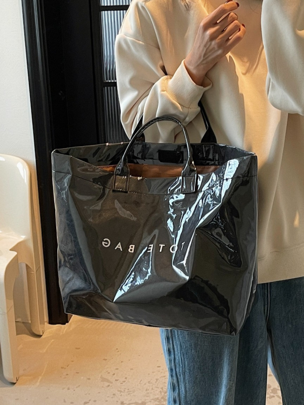 Ženska torba preko ramena tipa tote, velika kapaciteta, korejskog stila dizajn s slovima, za svakodnevno putovanje na posao