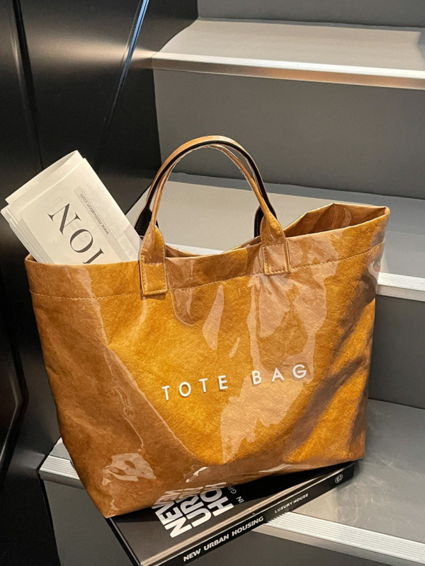 Ženska torba preko ramena tipa tote, velika kapaciteta, korejskog stila dizajn s slovima, za svakodnevno putovanje na posao