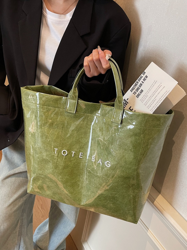Ženska torba preko ramena tipa tote, velika kapaciteta, korejskog stila dizajn s slovima, za svakodnevno putovanje na posao