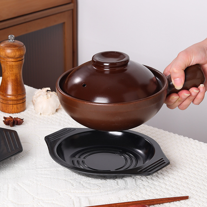 Suport de bază din melamină rezistentă la temperaturi pentru oale; tavă izolatoare pentru orez în oală de lut, bibimbap și pui braised – versiune îngroșată