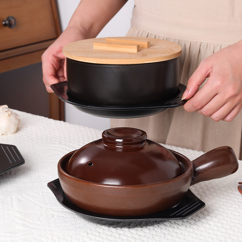 Suport de bază din melamină rezistentă la temperaturi pentru oale; tavă izolatoare pentru orez în oală de lut, bibimbap și pui braised – versiune îngroșată