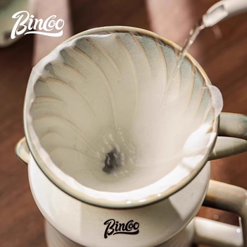 Bincoo Set de cafea pour-over cu filtru ceramic, vas pentru împărțire și râșniță manuală pentru uz casnic