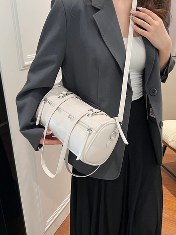Ženska mala okrugla torbica, novi model 2024, vintage Maillard stil, velik kapacitet, torba za rame ili ručna torba
