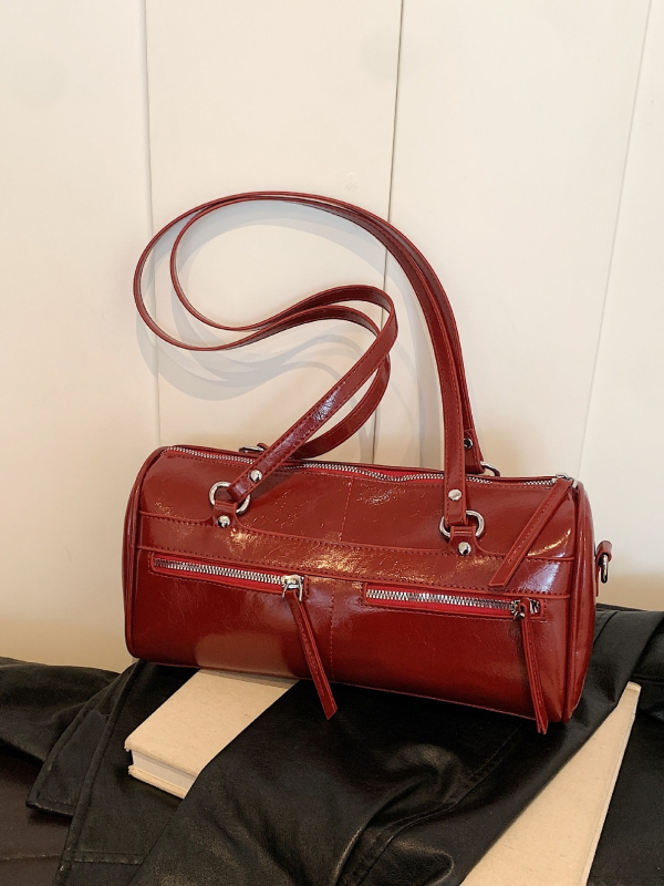 Ženska mala okrugla torbica, novi model 2024, vintage Maillard stil, velik kapacitet, torba za rame ili ručna torba