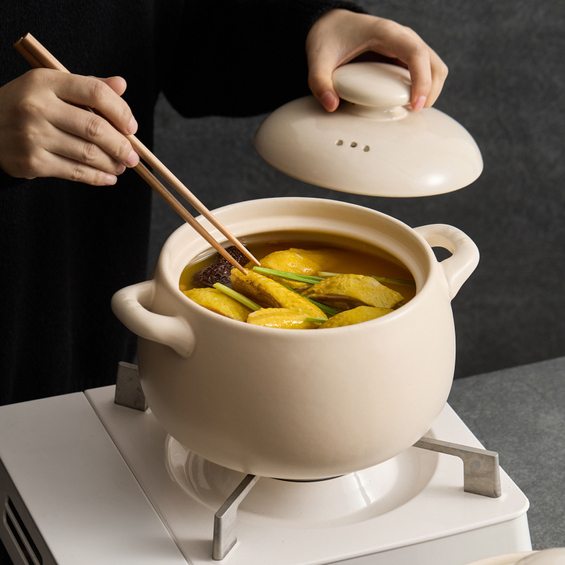 Oală de ceramică pentru uz casnic, model nou 2026, de înaltă calitate, rezistentă la temperaturi ridicate, fără fisuri, pentru gătit uscat și supă, vase de bucătărie din ceramică