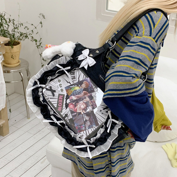 Νέα γυναικεία τσάντα crossbody για φοιτήτριες, 2025, με μεγάλο χώρο, διαφανής, λεπτομέρειες δαντέλας