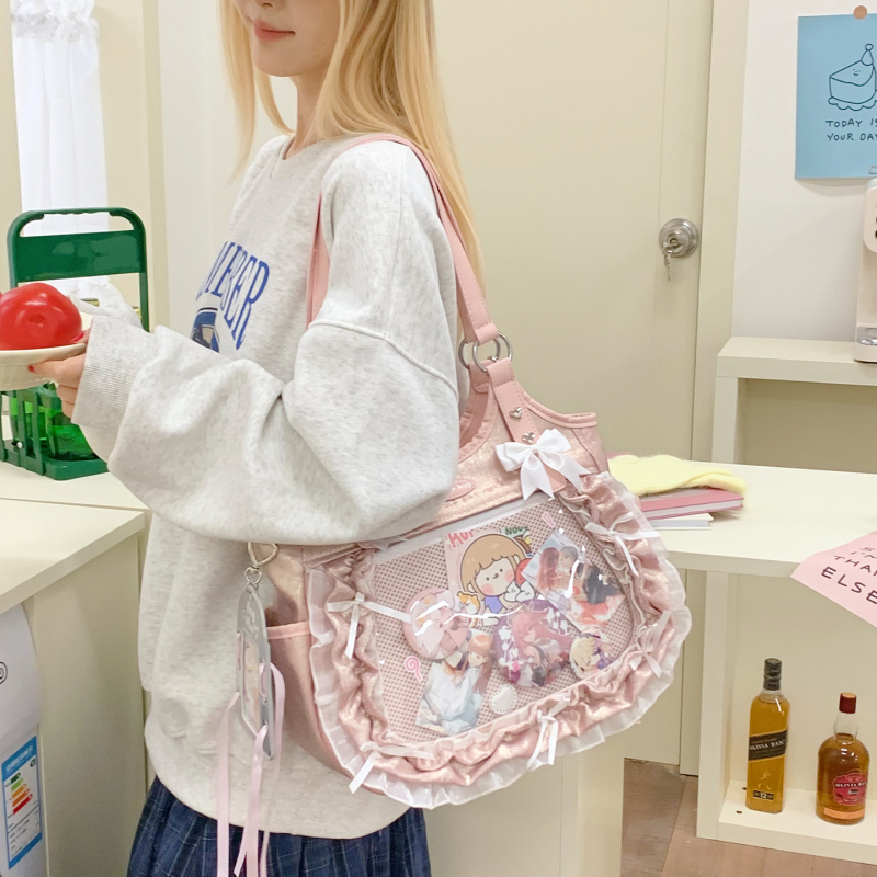 Νέα γυναικεία τσάντα crossbody για φοιτήτριες, 2025, με μεγάλο χώρο, διαφανής, λεπτομέρειες δαντέλας