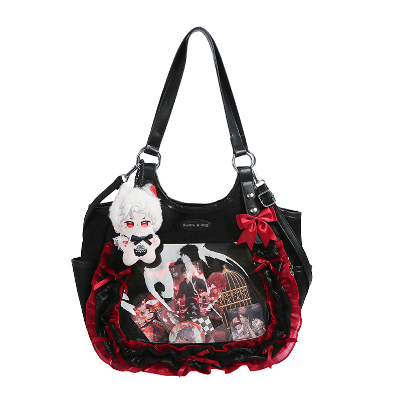 Νέα γυναικεία τσάντα crossbody για φοιτήτριες, 2025, με μεγάλο χώρο, διαφανής, λεπτομέρειες δαντέλας