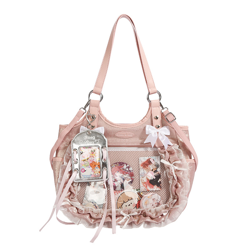 Νέα γυναικεία τσάντα crossbody για φοιτήτριες, 2025, με μεγάλο χώρο, διαφανής, λεπτομέρειες δαντέλας